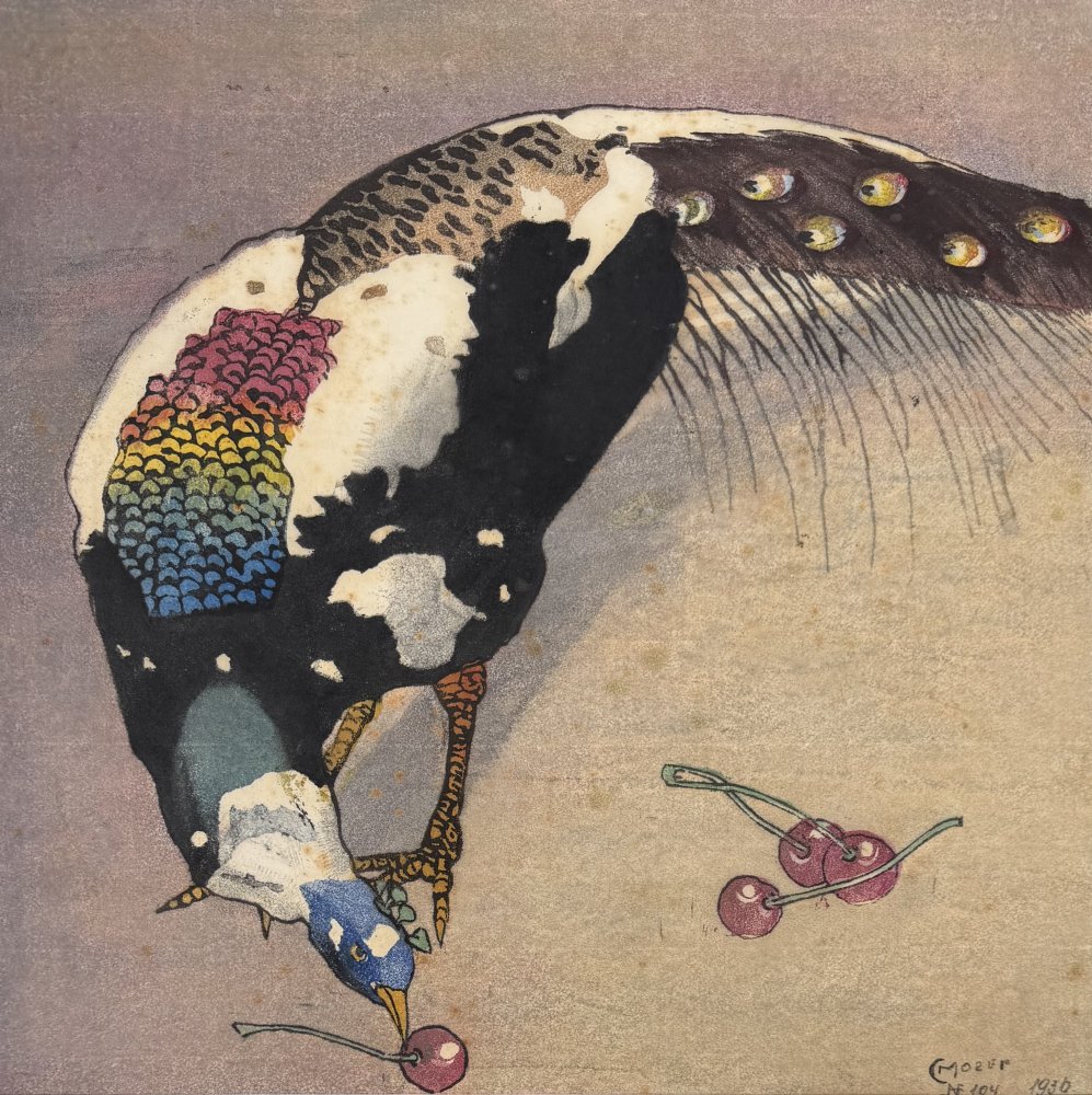 Moser Carl - Pfau mit vier Kirschen