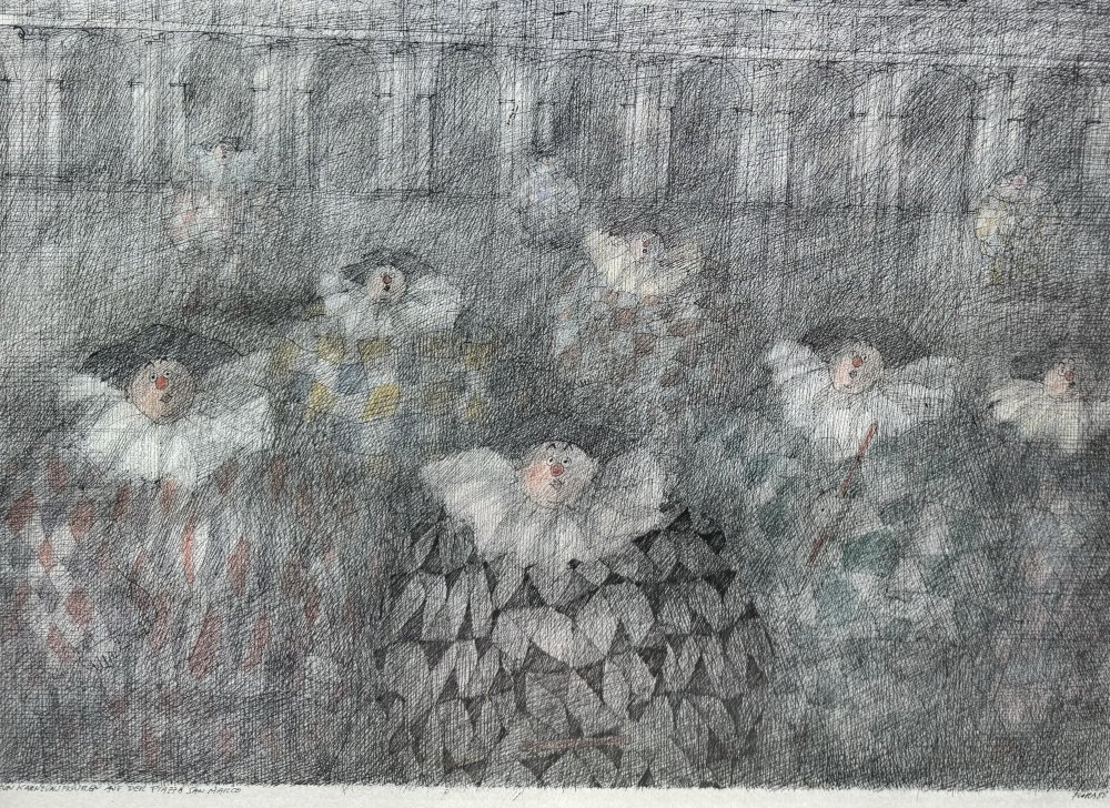 Flora Paul - Neun Karnevalsfiguren auf Piazza San Marco