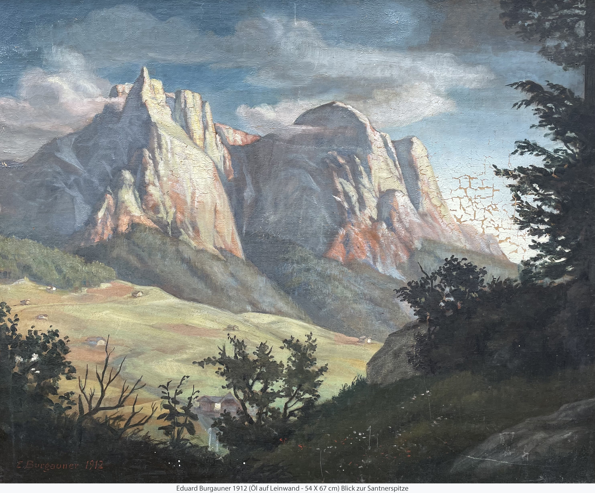 Burgauner Eduard 1912 - Blick zu Santnerspitze Burgauner Eduard 1912 - Blick zu Santnerspitze