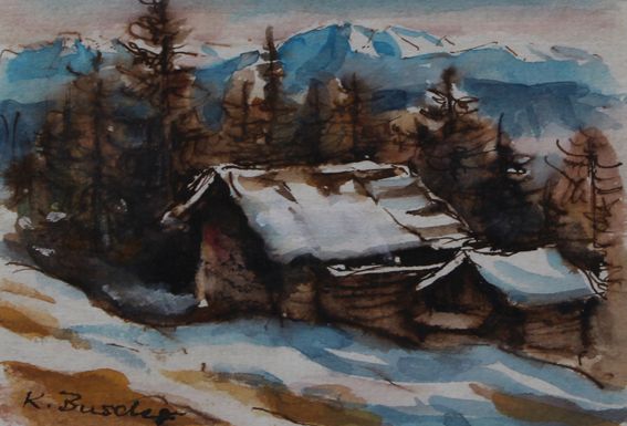 Busch-Federspiel Käte - Almhütte im Winter klein