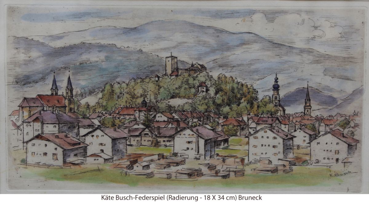 Busch-Federspiel Käte - Bruneck Radierung koloriert