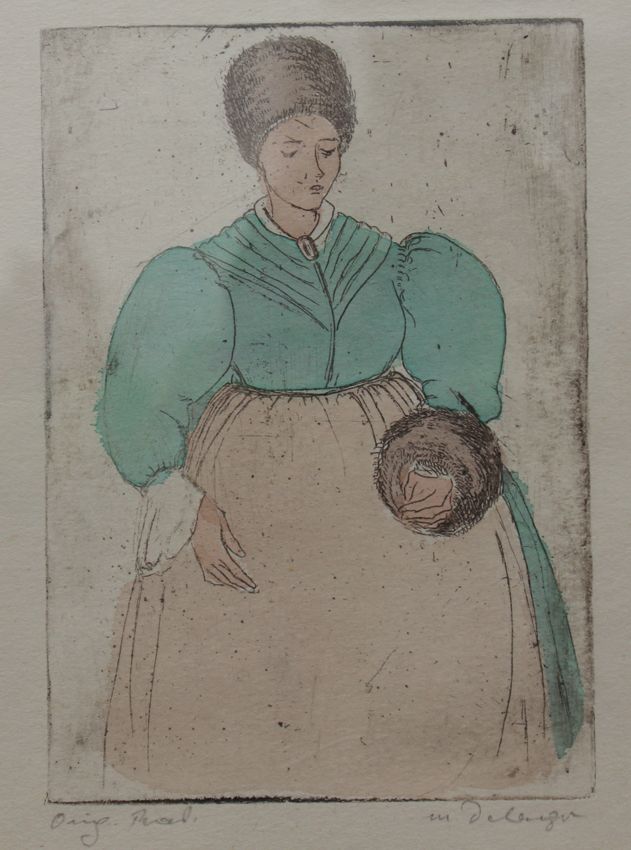 Delago Maria - Radierung - Frau im Winter