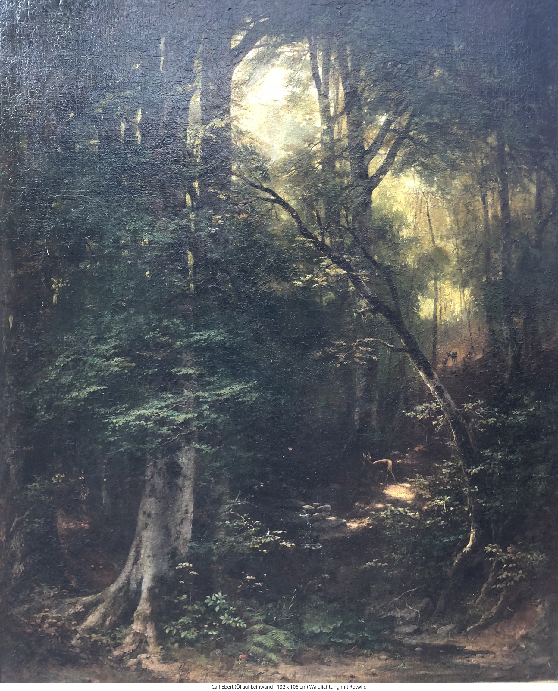 Ebert Carl - Waldlichtung mit Rotwild