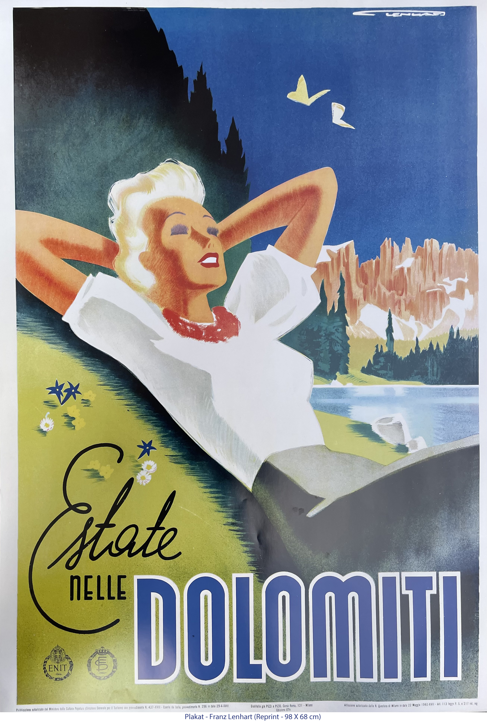 Plakat - Reprint - Franz Lenhart - Estate nelle Dolomiti