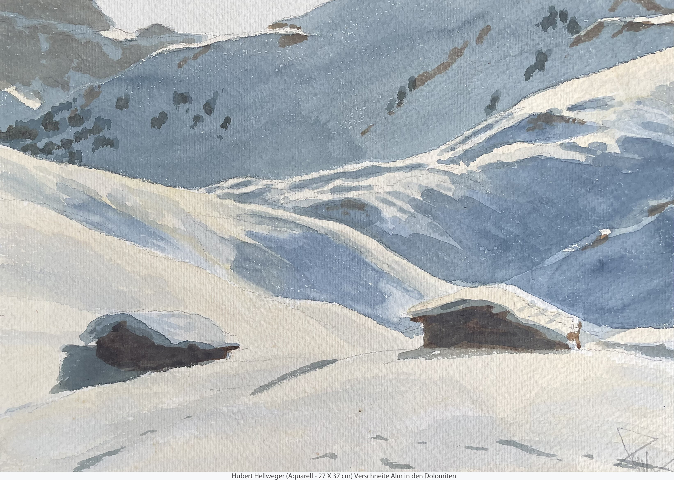 Hellweger Hubert - Verschneite Alm in den Dolomiten