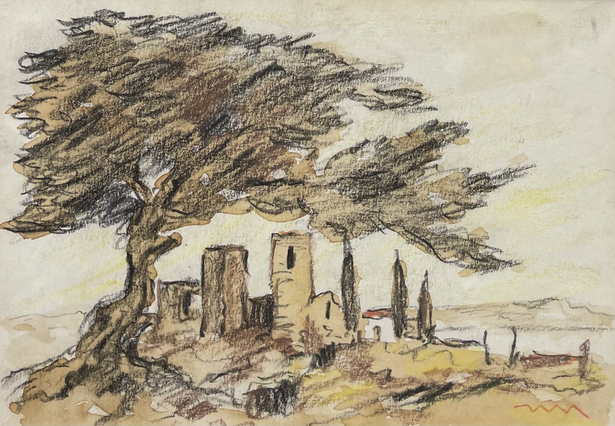 Mahlknecht Josef - Südliche Landschaft mit Kirche