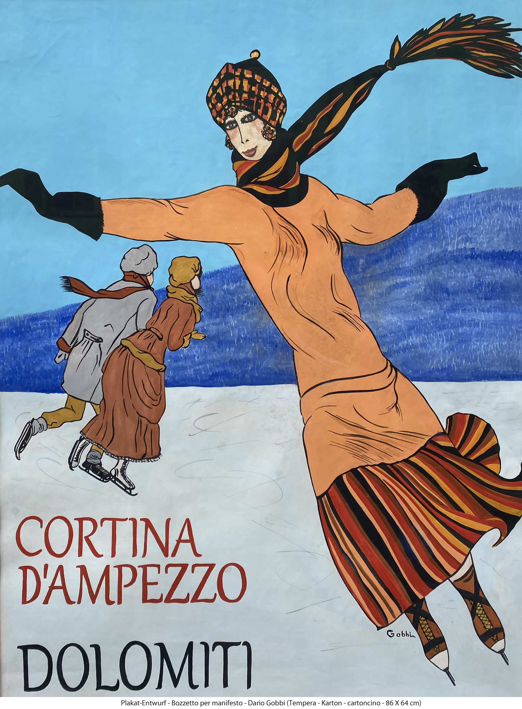 Plakat-Entwurf - Gobbi - Eisläuferin - Cortina