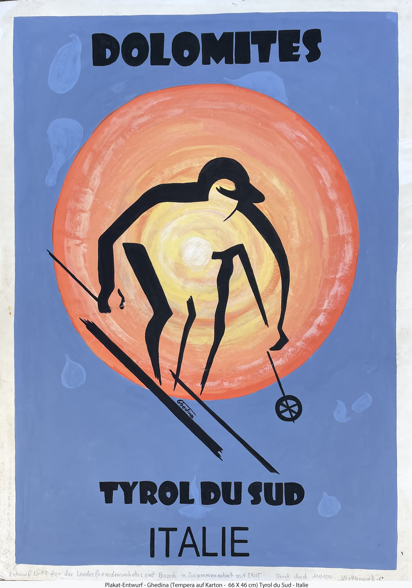 Plakat-Entwurf - Ghedina - Tyrol du Sud