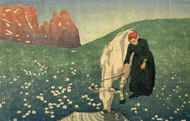 Röggla Anton Theodor - Kuhhirtin auf der Seiser Alm