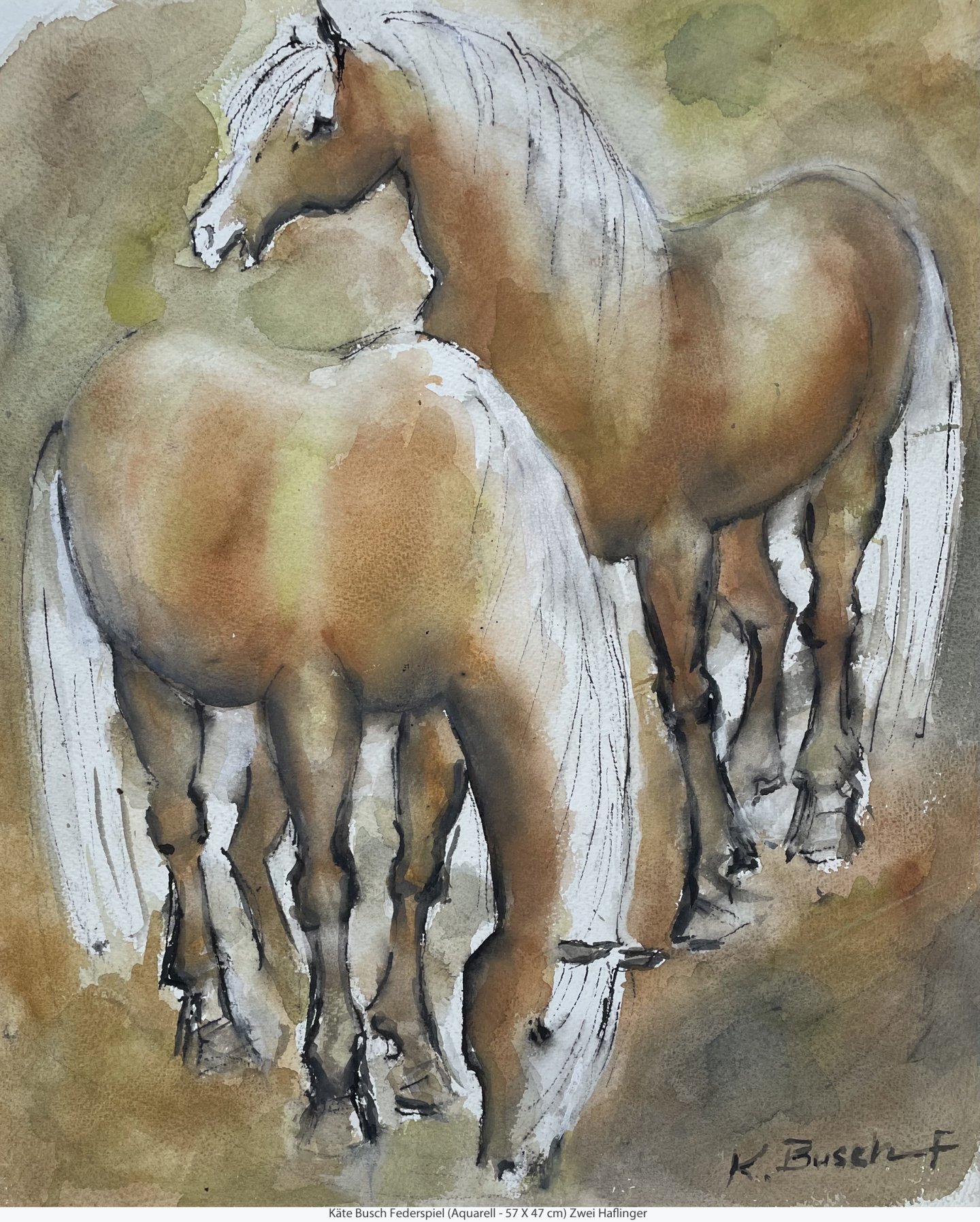 Busch-Federspiel Käte - Zwei Haflinger auf der Weide