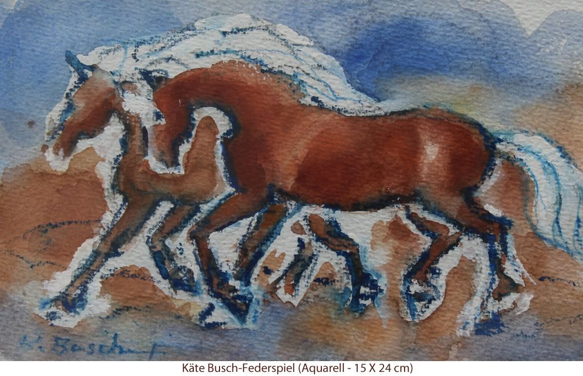 Busch-Federspiel Käte - Zwei galoppierende Haflinger