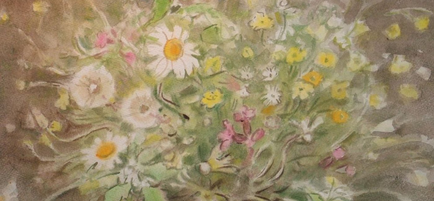 Busch Federspiel Käte - Wiesenblumen in braunem Gefäss