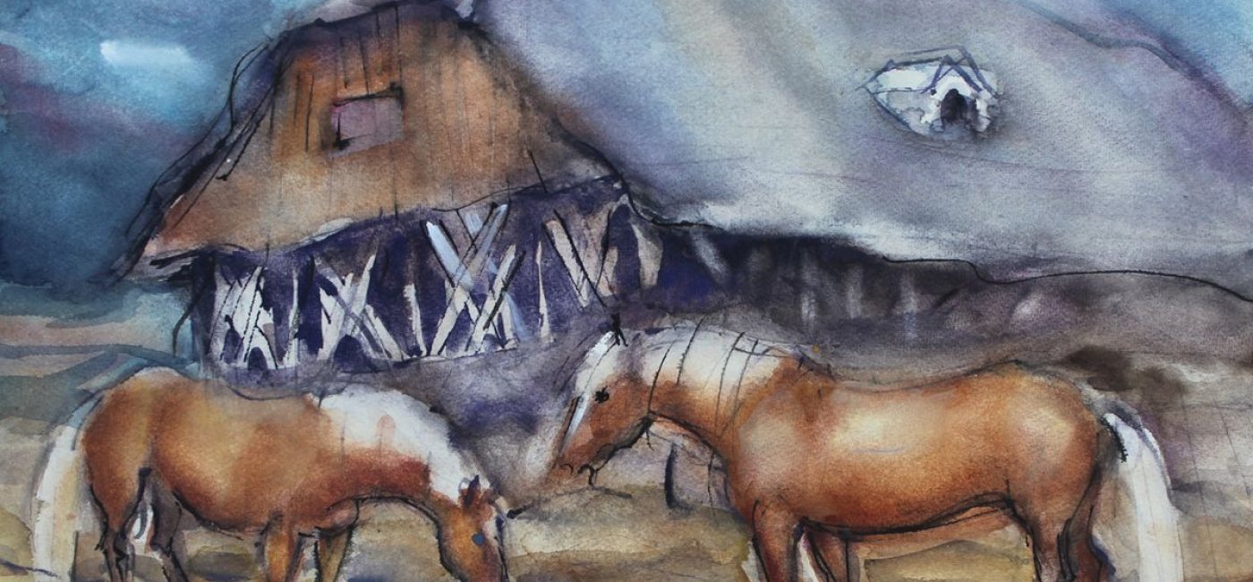 Busch-Federspiel Käte - Haflinger vor Stadel