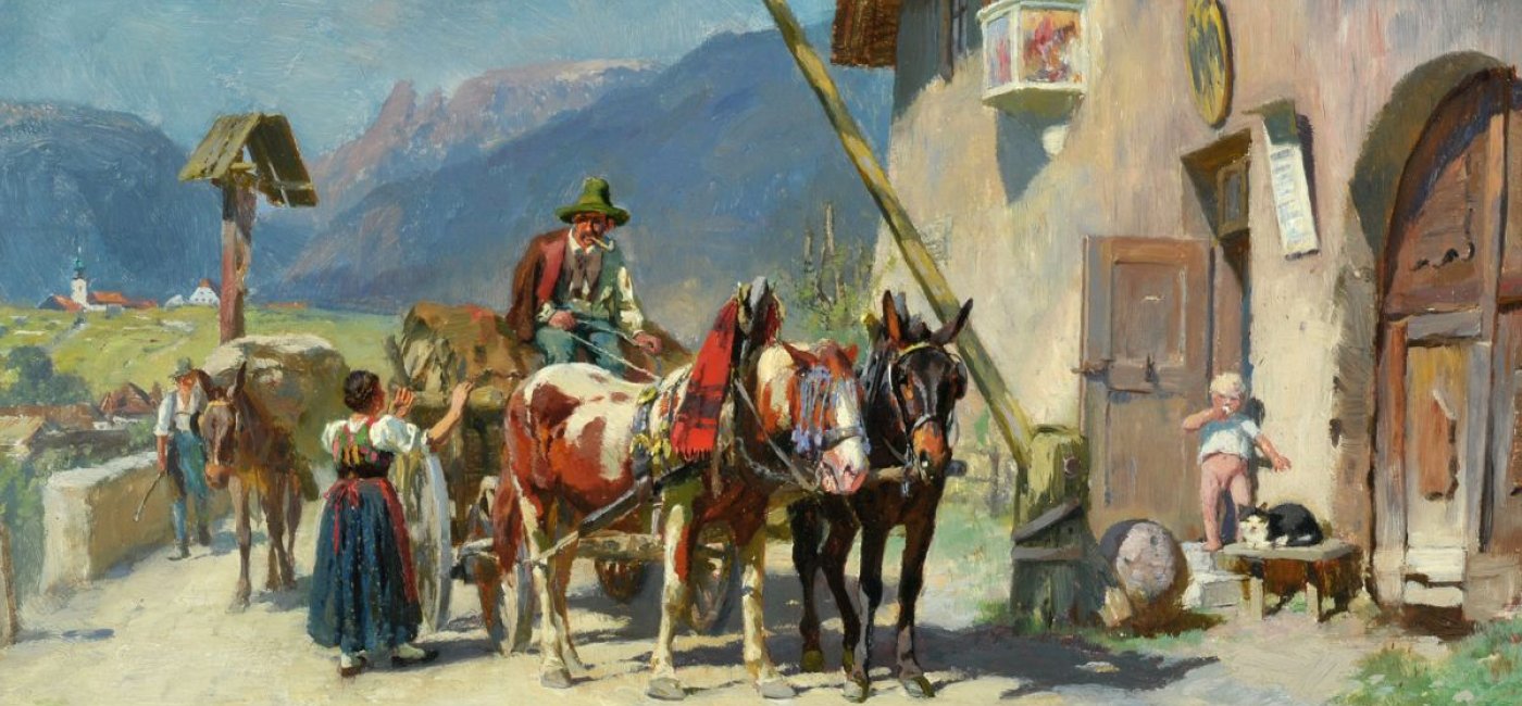 Pitzner Max - Pferdefuhrwerk bei Girlan